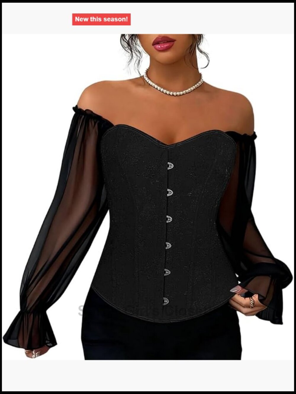 Victorian Long Sleeve Corset Top, Off-Shoulder Bustier Shapewear, Gothic